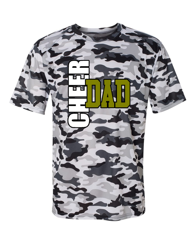 WANAQUE Cheer Camo Short Sleeve T-Shirt - 4181 w/ CHEER DAD BOW SEASON Design