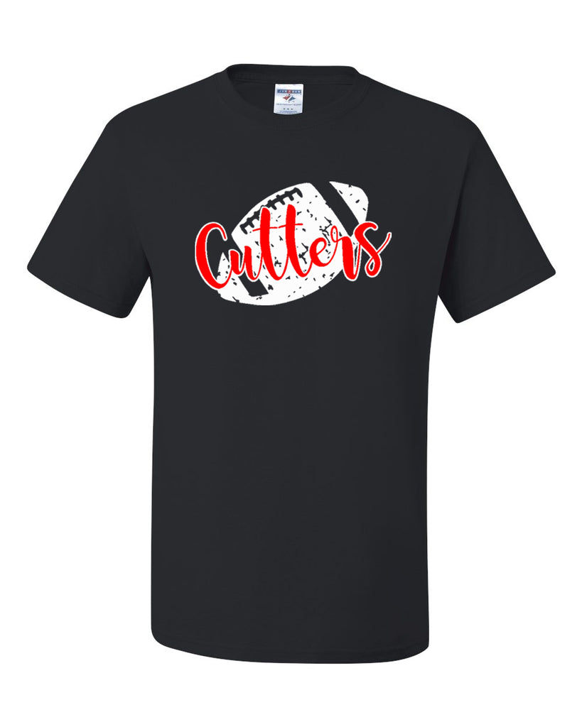 FLFA Black JERZEES - Dri-Power® 50/50 T-Shirt - 29MR w/ Cutters DS Football Design on Front