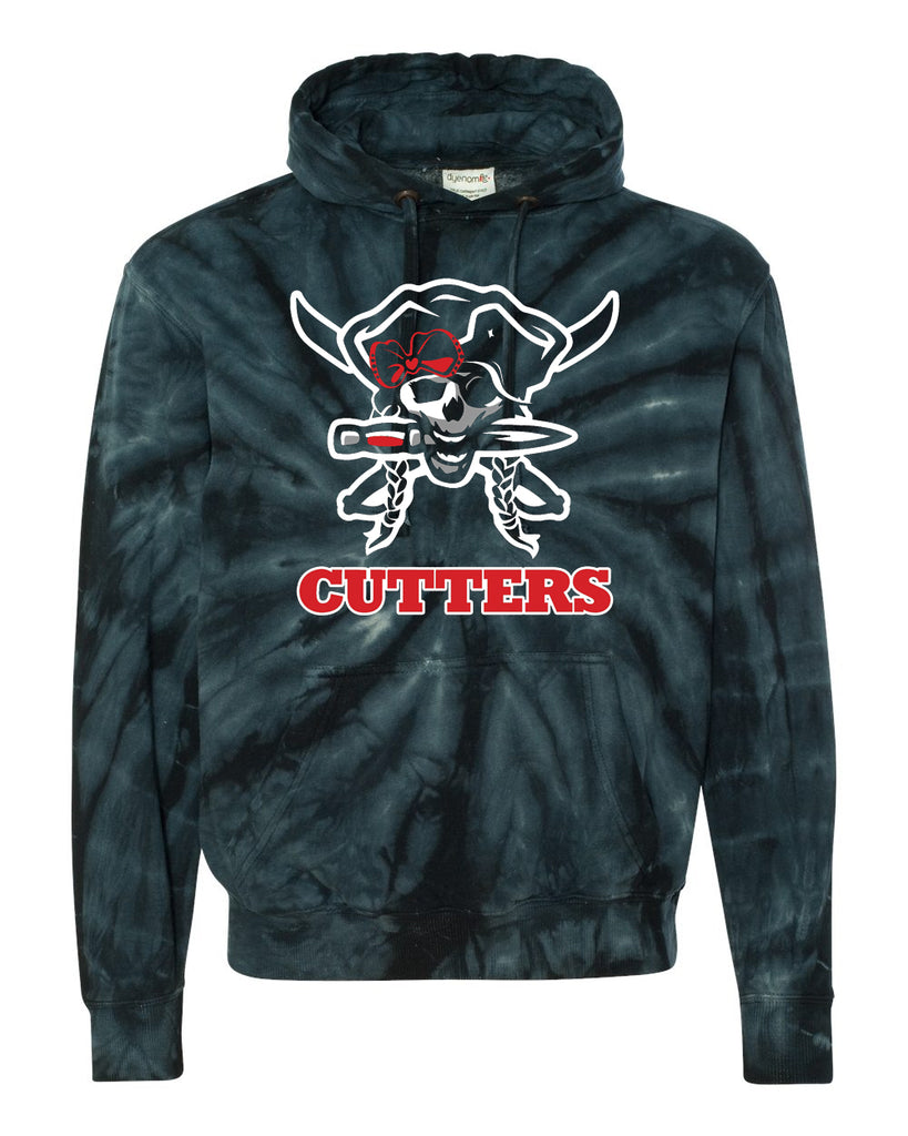 FLFA Black Dyenomite - Cyclone Hooded Sweatshirt - 854CY w/ CUTTERS CHEER/FOOTBALL Pirate on Front
