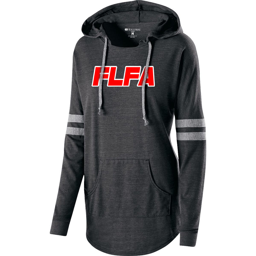 FLFA Black AS Ladies Hooded Low Key Pullover w/ FLFA (text) Logo on Front