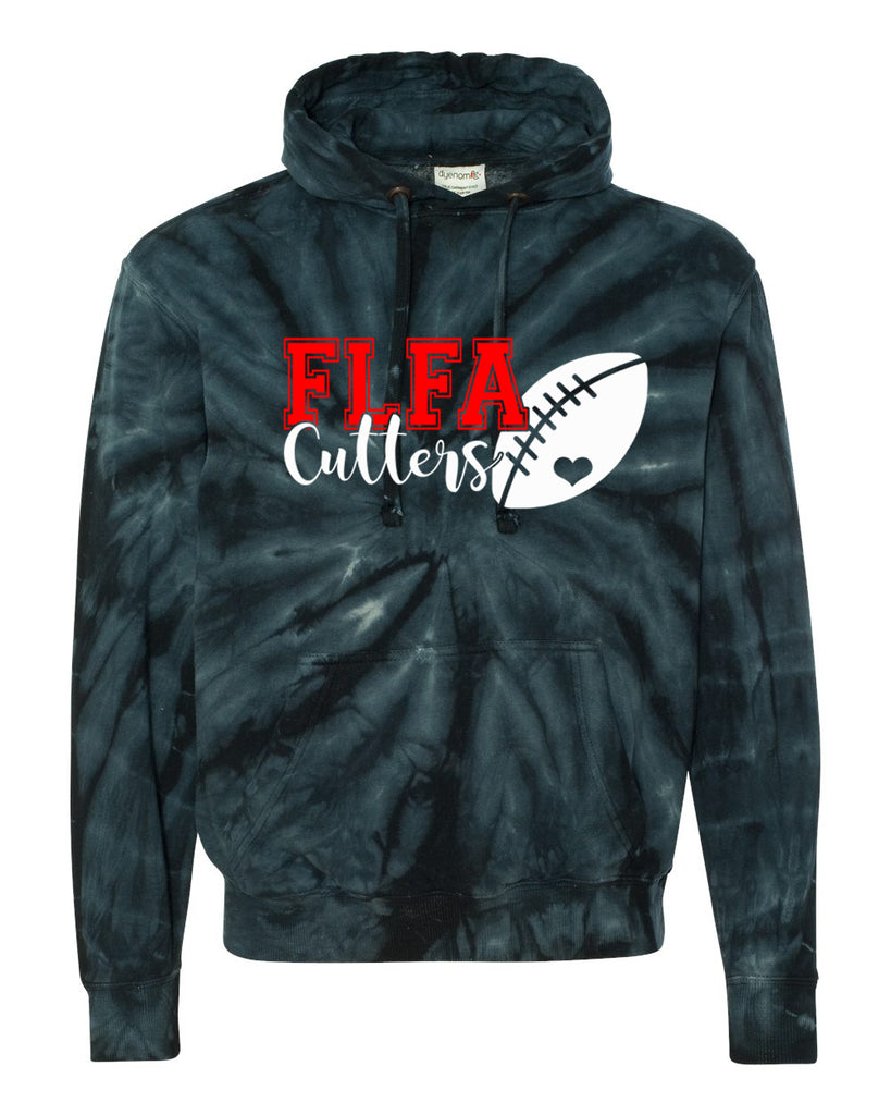 FLFA Black Dyenomite - Cyclone Hooded Sweatshirt - 854CY w/ FLFA Football Heart Design on Front