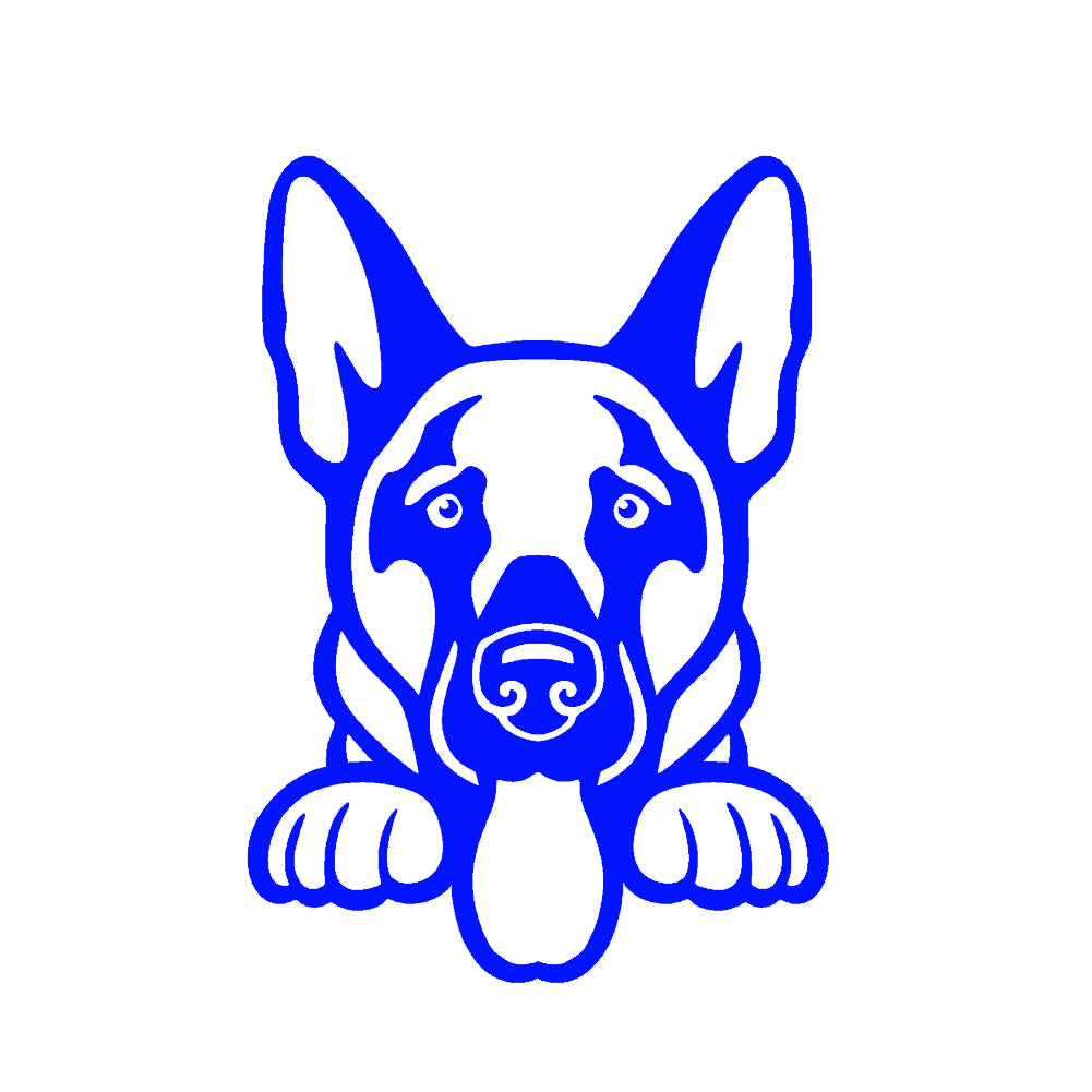 german shepherd peeking v1 single color transfer type decal