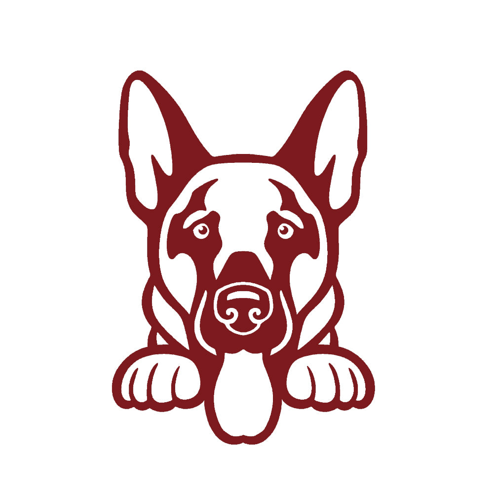 german shepherd peeking v1 single color transfer type decal