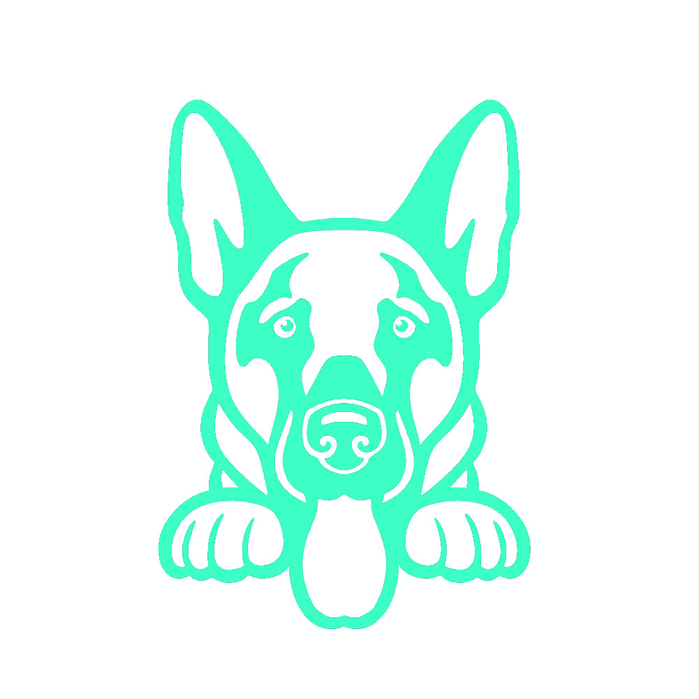 german shepherd peeking v1 single color transfer type decal