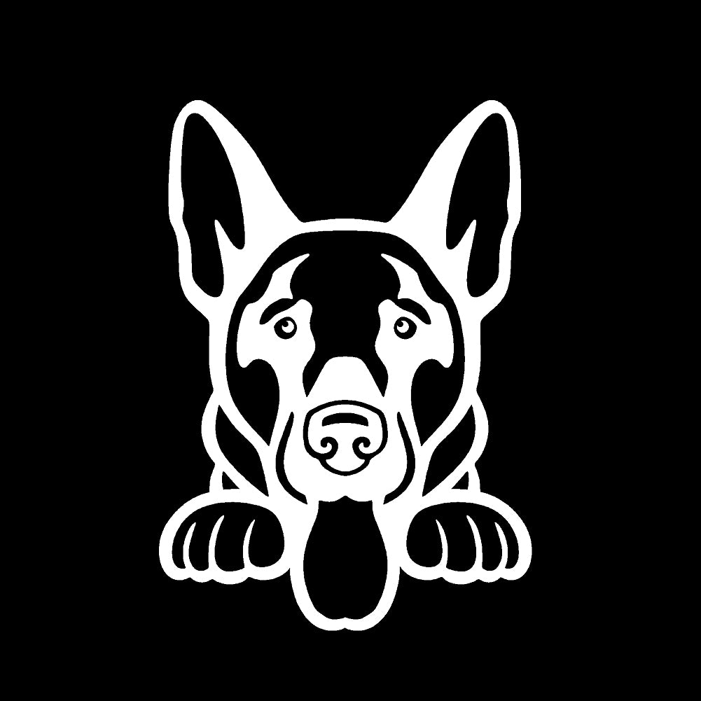 german shepherd peeking v1 single color transfer type decal
