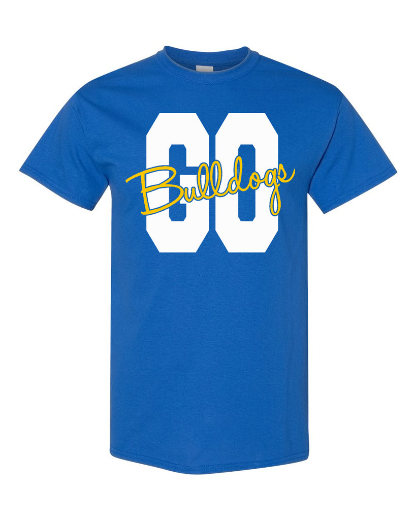 Butler Bulldogs Royal Blue 100% Cotton Tee w/ GO Bulldogs 2 Color Design