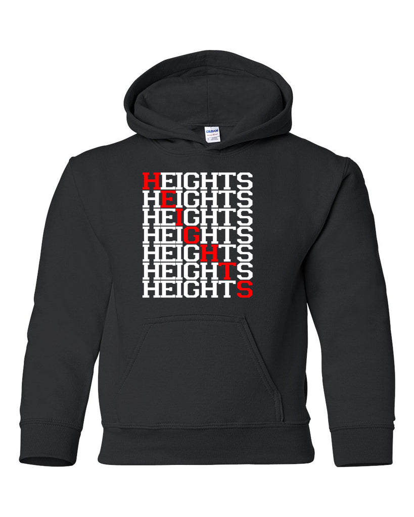 Heights Black Hoodie w/ Heights Crossword Design in Red & White on Front.