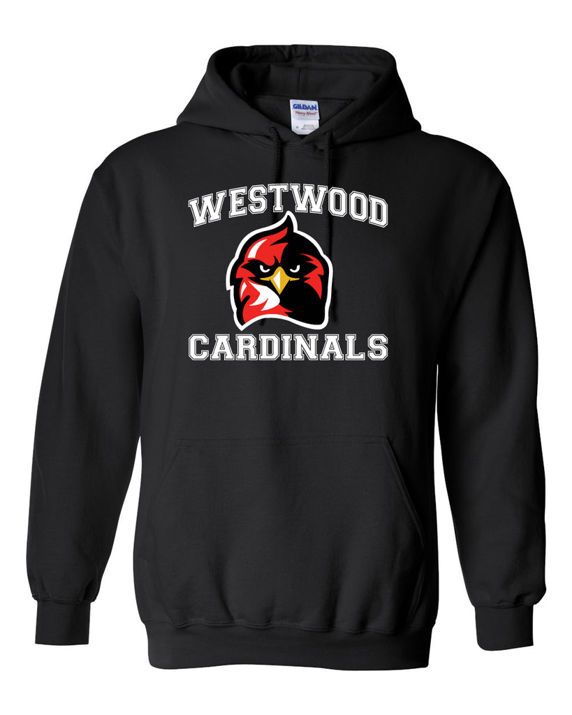 Westwood Cardinals Black Heavy Blend Hooded Sweatshirt w/ Angry Bird Cardinal Design