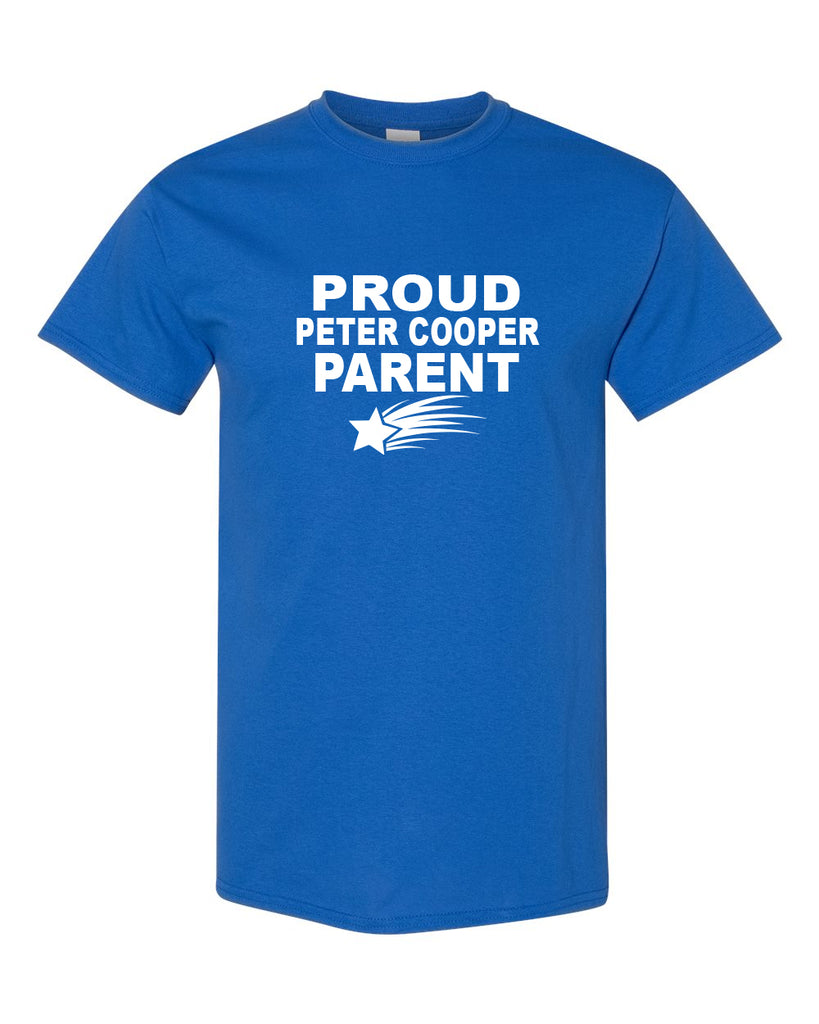 Peter Cooper Comets Royal Short Sleeve Tee w/ Proud Parent on Front
