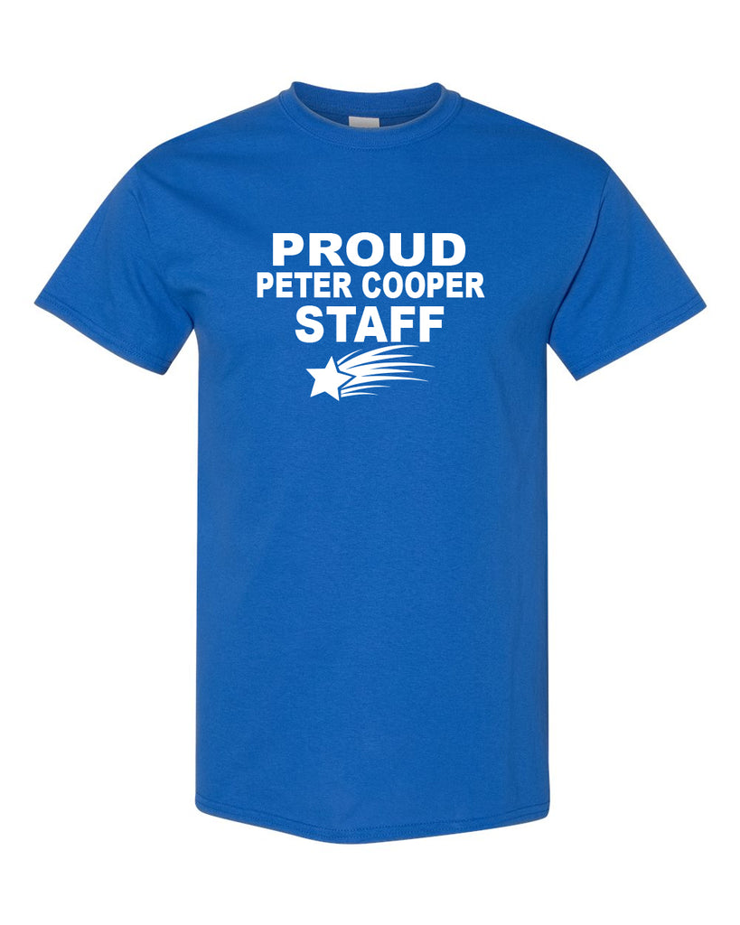 Peter Cooper Comets Royal Short Sleeve Tee w/ Proud Staff on Front
