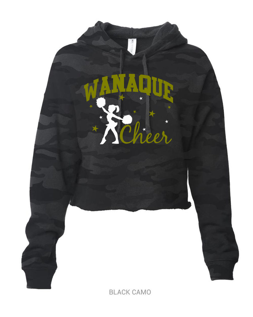 WANAQUE CHEER - ITC Women's Lightweight Cropped Hooded Sweatshirt with 2 color Wanaque Cheer Design on Front.