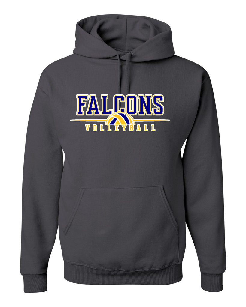 JTHS Volleyball Charcoal Gray JERZEES - NuBlend® Hooded Sweatshirt - 996MR w/ Falcons Volleyball V3 Logo on Front