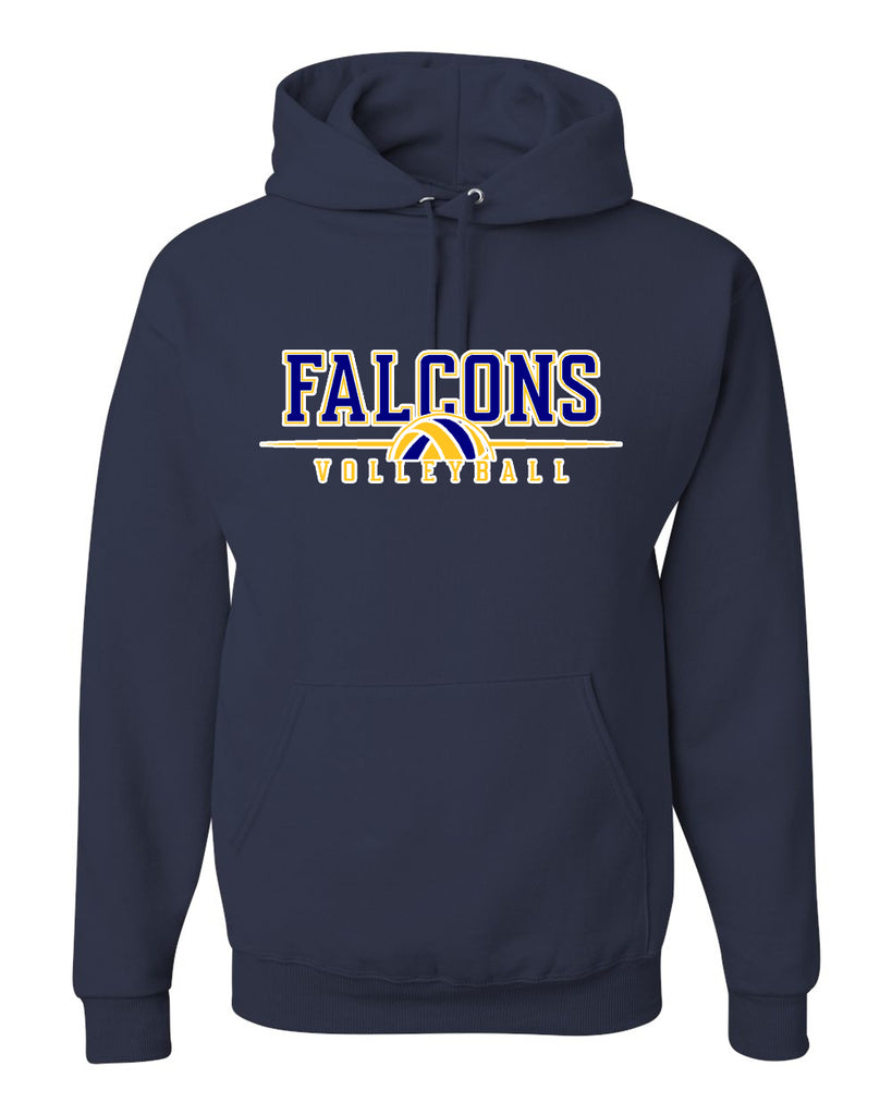 JTHS Volleyball Navy JERZEES - NuBlend® Hooded Sweatshirt - 996MR w/ Falcons Volleyball V3 Logo on Front