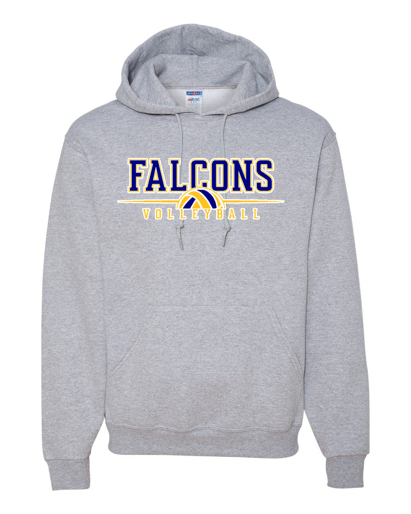 JTHS Volleyball Sport Gray JERZEES - NuBlend® Hooded Sweatshirt - 996MR w/ Falcons Volleyball V3 Logo on Front