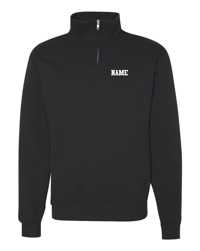 west milford fencing black nublend® cadet collar quarter-zip sweatshirt - 995mr w/ wm crossed swords design on back.