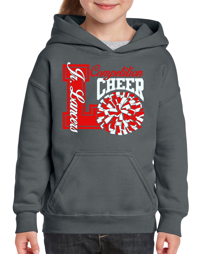 Jr Lancers Competition Cheer Heavy Cotton Charcoal Shirt w/ L-Pom Design
