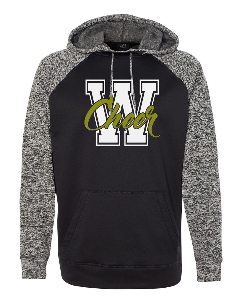 WANAQUE CHEER Cosmic Fleece Hooded Pullover Sweatshirt w/ W-CHEER Design on Front.