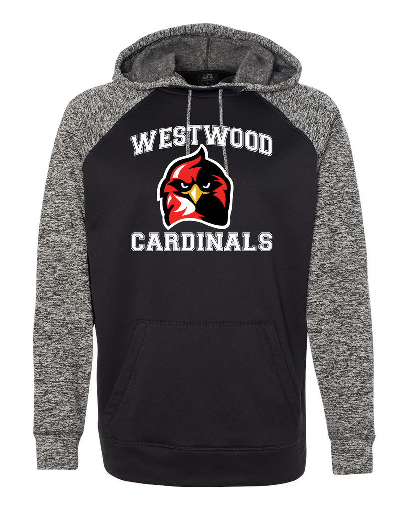Westwood Cardinals Colorblocked Cosmic Fleece Hooded Sweatshirt - 8612 w/ Angry Bird Cardinal Design