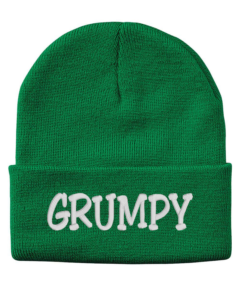 grumpy embroidered cuffed beanie hat