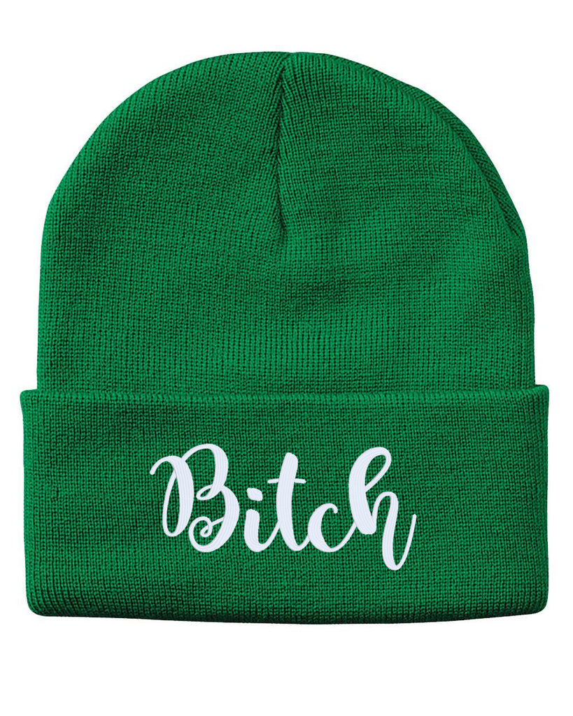 bitch embroidered cuffed beanie hat