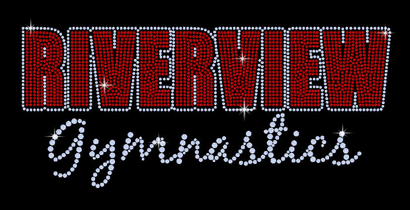 riverview gymnastics black 10 ounce gusseted cotton canvas tote w/ spangle 2 color logo on front.
