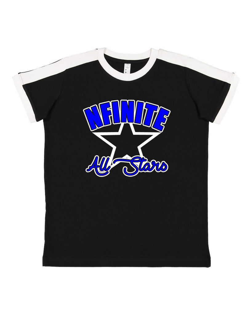 nfinite lat - retro ringer fine jersey tee - 6932 w/ nfinite arc star logo on front.