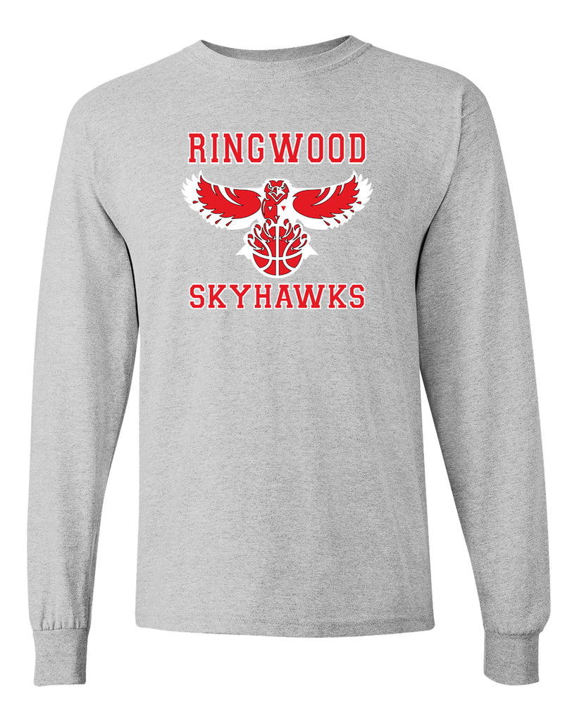 Ringwood Skyhawks Sport Gray Long Sleeve Tee w/ Skyhawks Logo on Front