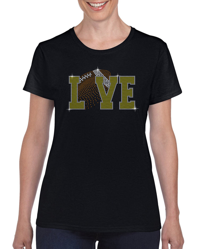 LOVE FOOTBALL FADE 211 Spangle Bling Design Shirt