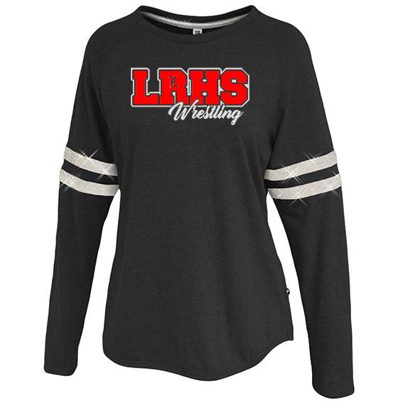 Lakeland Wrestling Sparkle Stripe Crew Shirt w/ Lakeland Wrestling LRHS w/