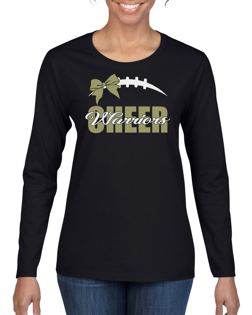 wanaque cheer heavy cotton tee w/ 2 color warriors cheer football laces bow design