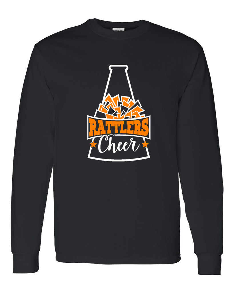 Ringwood Rattlers Black JERZEES - NuBlend® Crewneck Sweatshirt - 562MR w/ 2 Color Rattlers Cheer Megaphone Design on Front