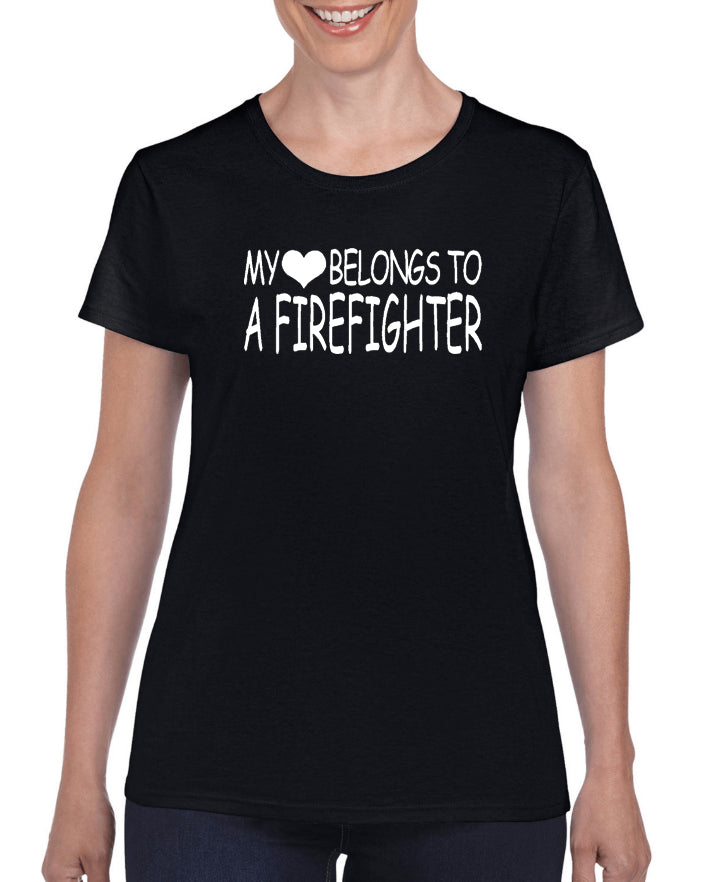 My Heart Belongs To A Firefighter V1 Graphic Transfer Design Shirt