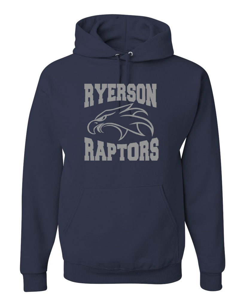 Ryerson School Navy Heavy Blend™ Hooded Sweatshirt w/ Logo Design 1 on Front
