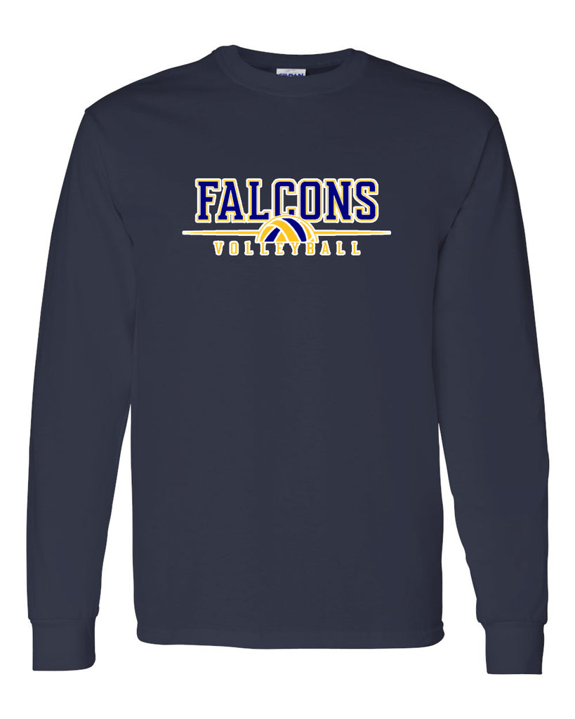 JTHS Volleyball NAVY Long Sleeve Tee w/ Falcons Volleyball V3 Logo on Front