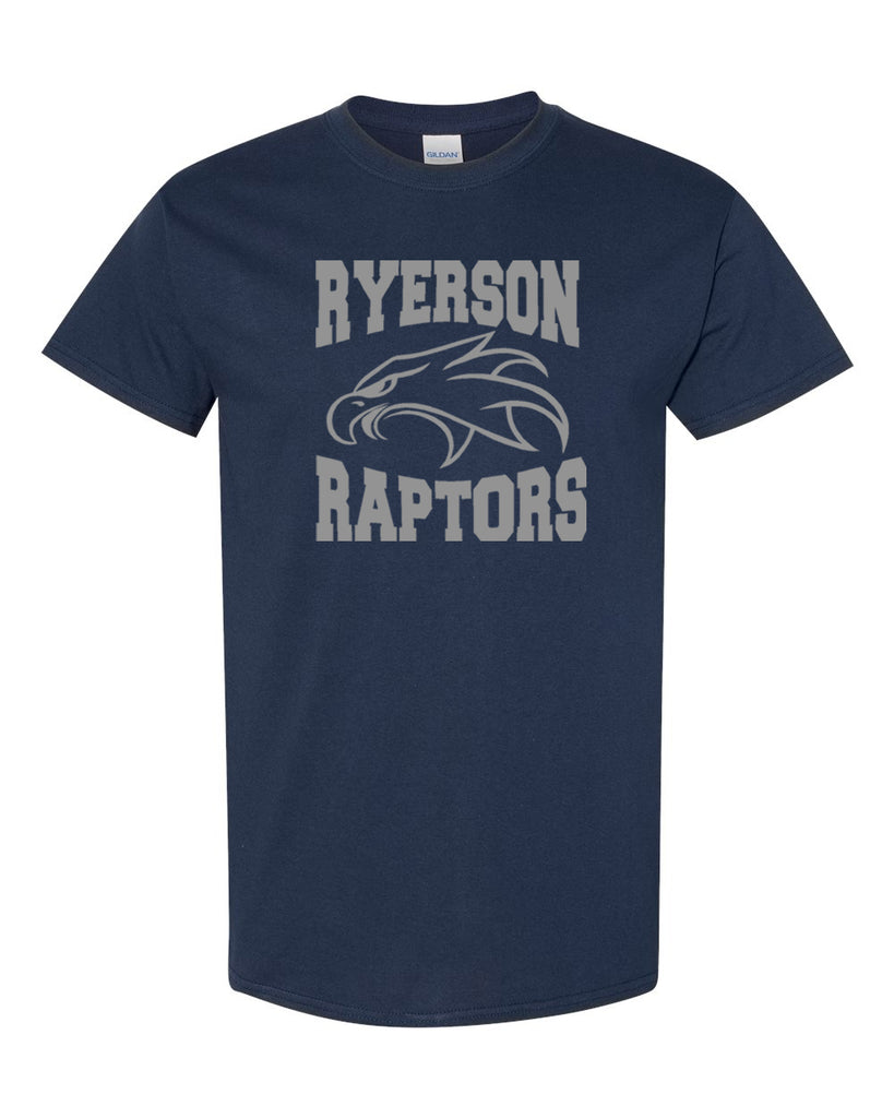 Ryerson School Navy Short Sleeve Tee w/ Logo Design 1 on Front