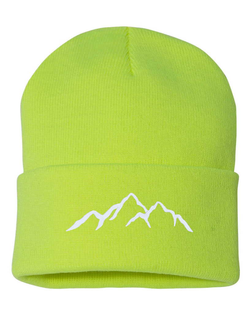 mountains embroidered cuffed beanie hat