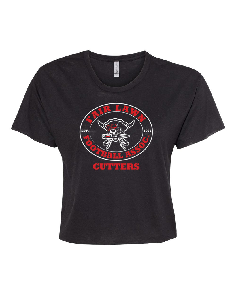 flfa black next level - festival women's cali crop - 5080 w/ flfa cutters cheer/football logo on front