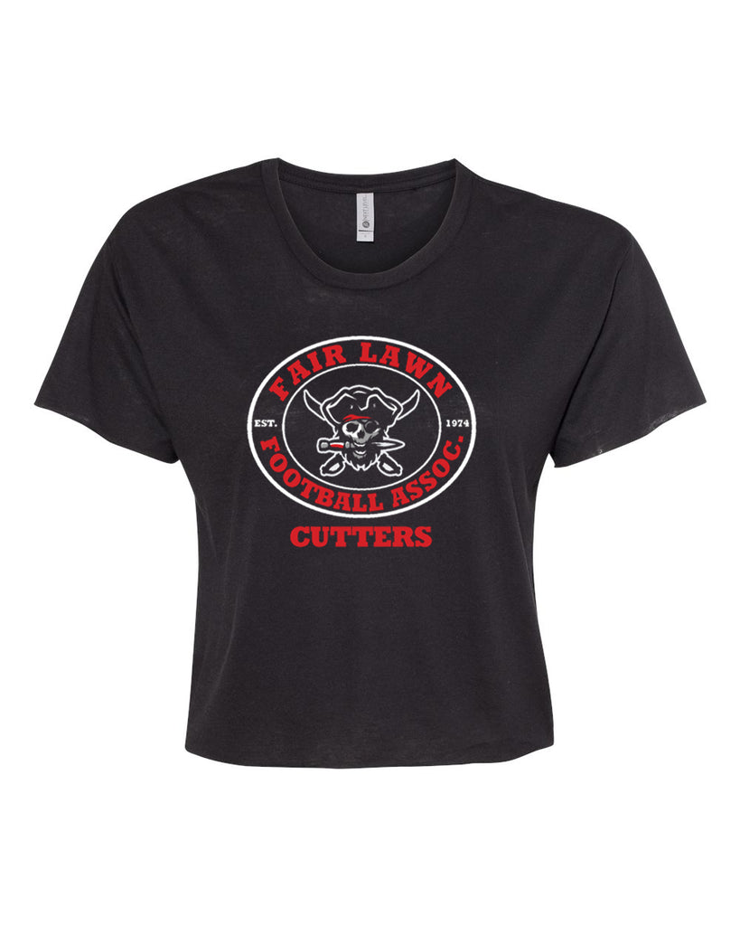 FLFA Black Next Level - Festival Women's Cali Crop - 5080 w/ FLFA Cutters CHEER/FOOTBALL Logo on Front