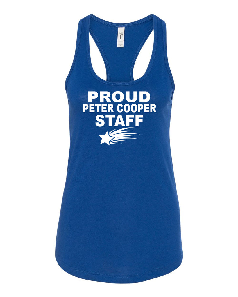 Peter Cooper Next Level - Royal Women's Ideal Racerback Tank - 1533 w/ Proud Staff on Front