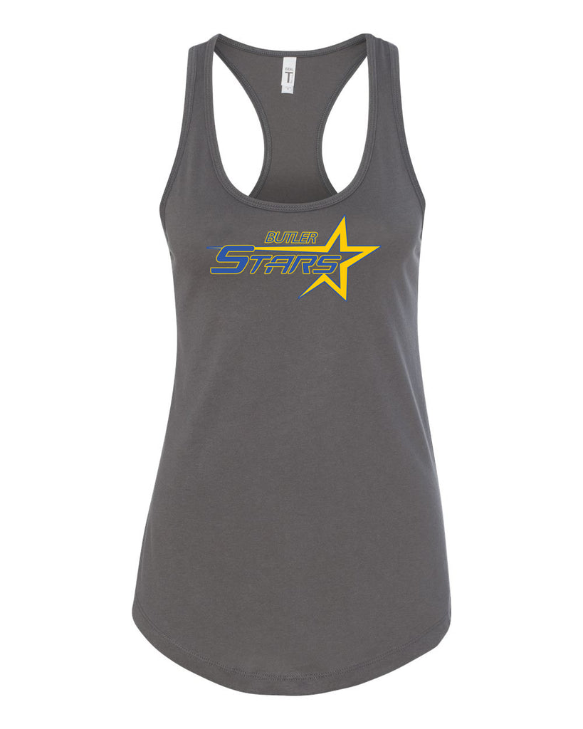 Butler Stars Dark Gray Next Level - Women's Ideal Racerback Tank - 1533 w/ Large Front 2 Color Design