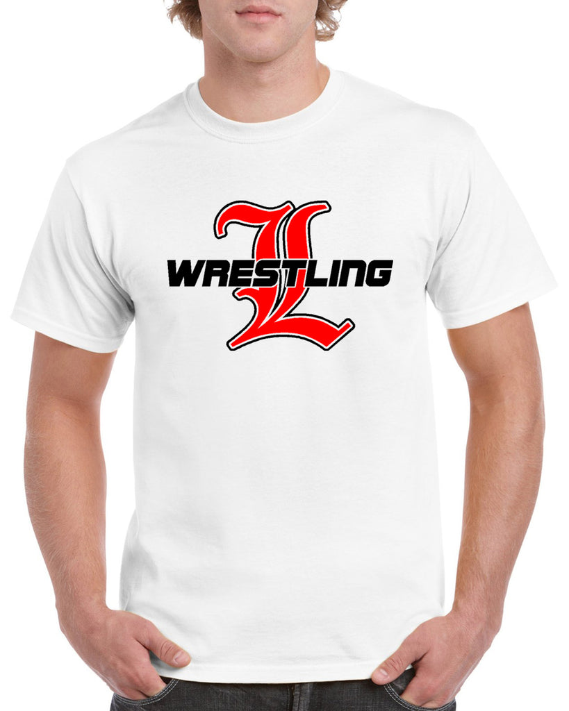 Lakeland Wrestling White Heavy Blend Shirt w/ Lakeland Wrestling Old English