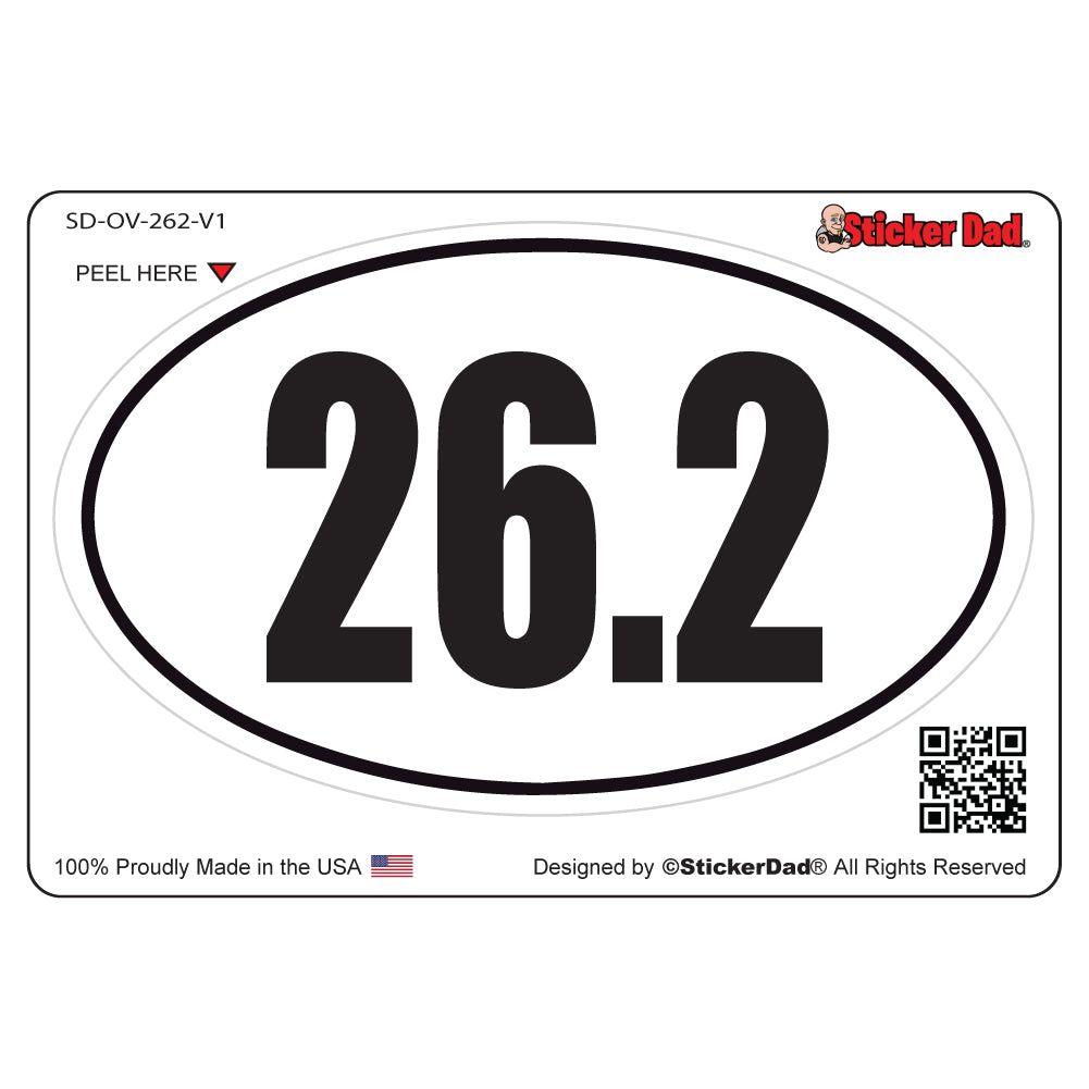 26.2 Full Marathon Runner V1 Oval Full Color Printed Vinyl Decal Window Sticker