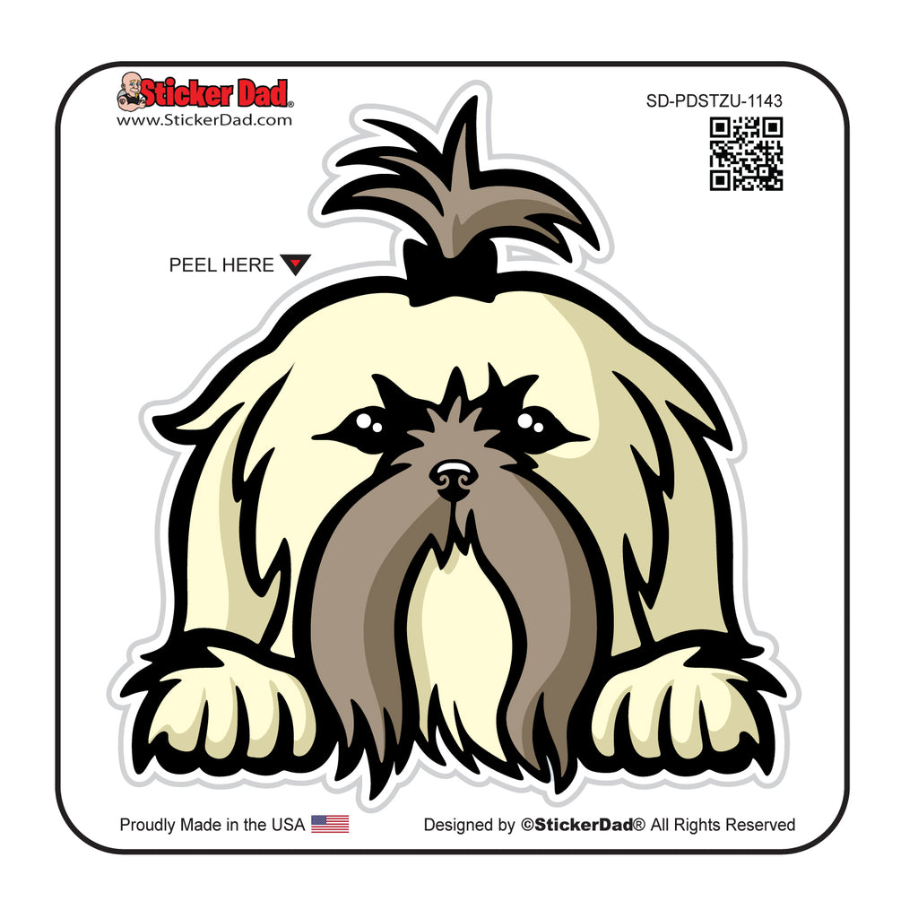 Shih Tzu Peeking 1143 Dog Peeking - Full Color Printed Sticker