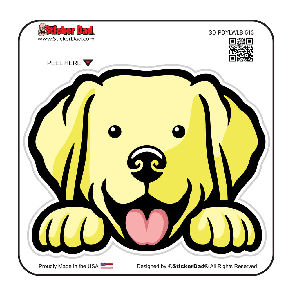 Yellow Lab Peeking 513 Dog Peeking - Full Color Printed Sticker