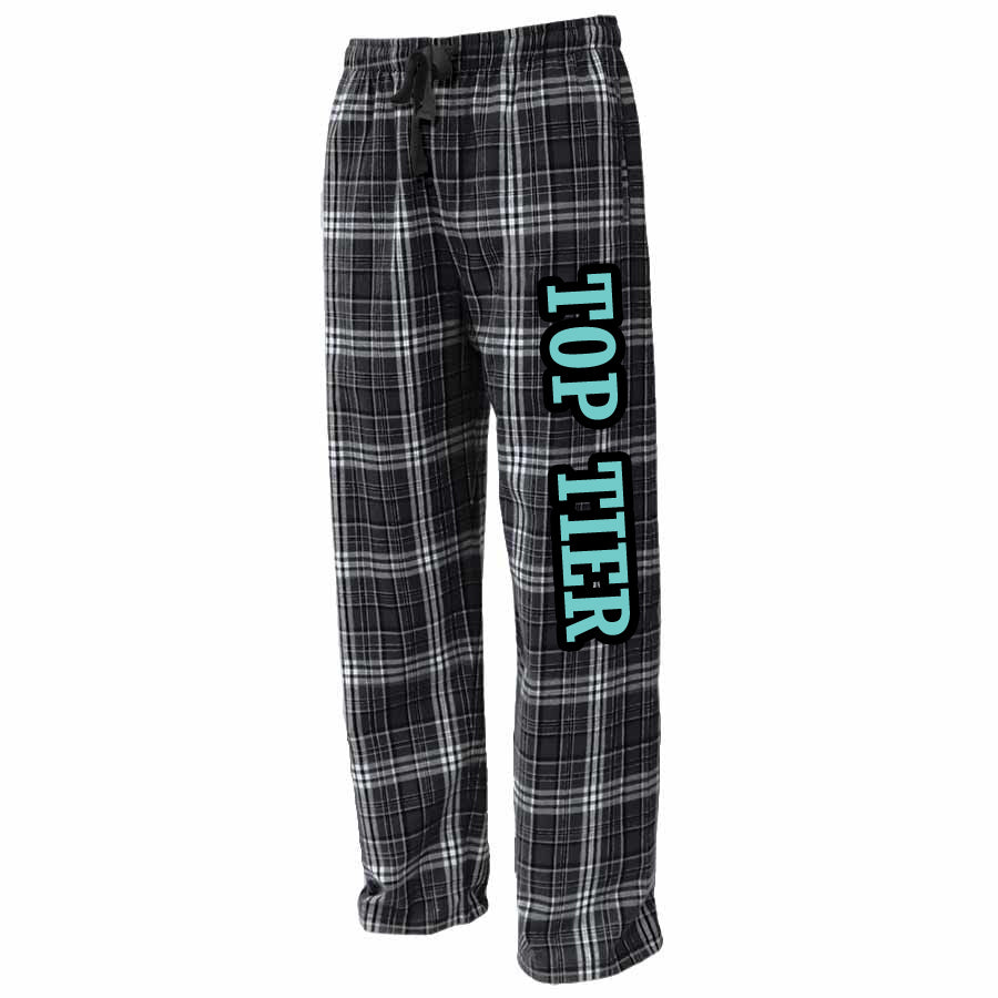 TOP TIER Dance PS Flannel Pants - Black w/ 2 Color TOP TIER in 2 Color Glitter down Leg.