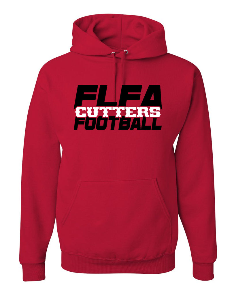 FLFA Cutters Red JERZEES - NuBlend® Hooded Sweatshirt - 996MR w/ FLFA Football Over-Under on Front.