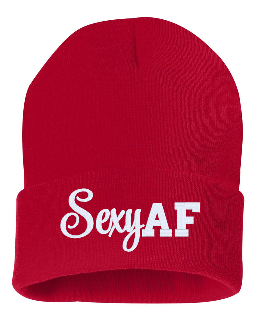sexy af embroidered cuffed beanie hat