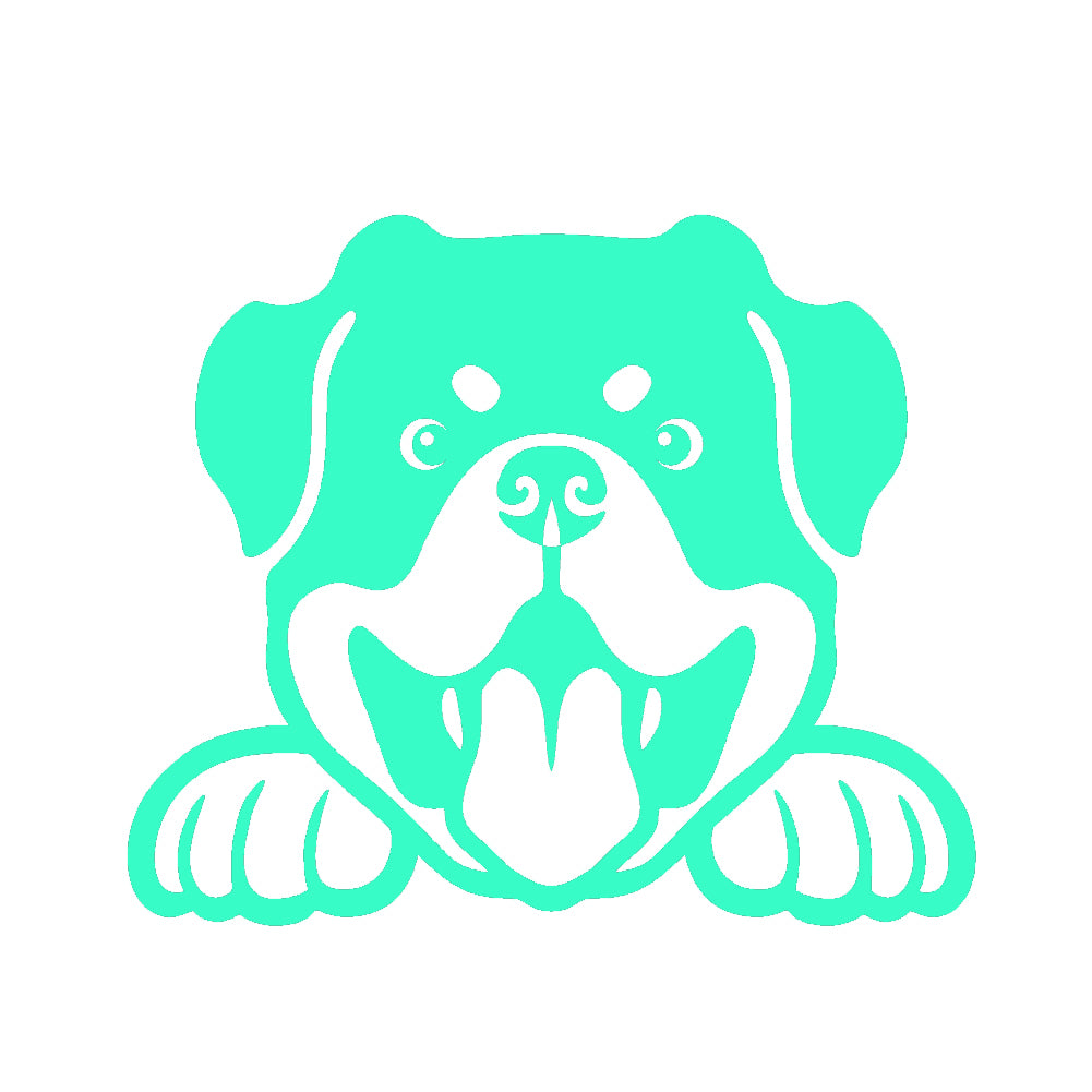 rottweiler peeking v1 single color transfer type decal