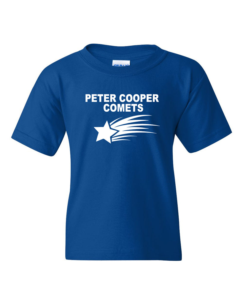 Peter Cooper Comets Royal Short Sleeve Tee w/ Logo Design 1 on Front