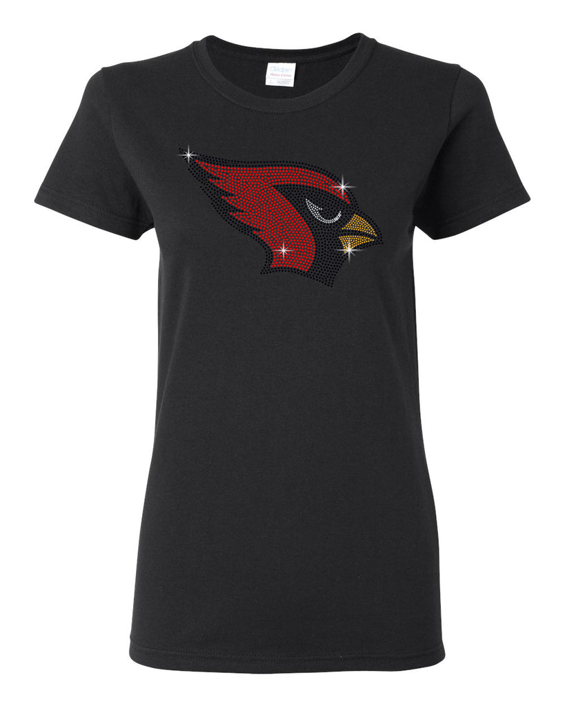 Westwood Cardinals Black Heavy Blend Short Sleeve T-Shirt w/ Spangle Cardinal Bird Design